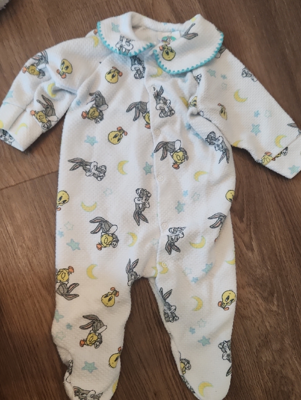 Looney Tunes, Bugs Bunny, Tweety Vintage Gender Neutral Baby Footed Pajamas